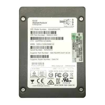 HP 844022-002 | 1.6TB SAS 12Gb/s Hot Swappable Write Intensive SFF 2.5-Inch Solid State Drive for ProLiant ML350 Gen10