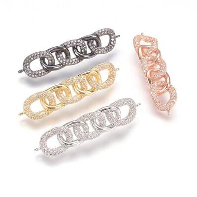 Brass Micro Pave Cubic Zirconia Links