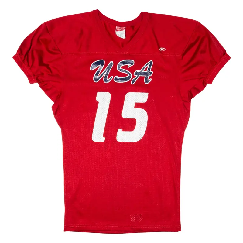 RAWLINGS Mens Jersey Red USA V-Neck Nylon M