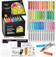 Shuttle Art Automatic Ink Control Acrylic Paint Markers, 48 Colors Brush Tip Acrylic Paint Pens for Rock Painting, Ceramic, W...