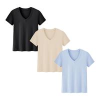 Showitty Womens 3 Pack T-Shirts Basic Short Sleeve V Neck Tops - Summer Clothes Comfort