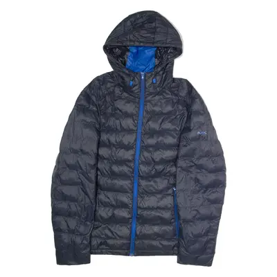 MICHAEL KORS Mens Puffer Jacket Blue Nylon Hooded XL