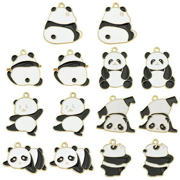14Pcs 7 Styles Alloy Enamel Pendants