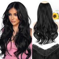 ALXNAN Long Wavy Hair Extensions for Women Clip in Hair Extensions Clip Ins Soft Full Head Synthetic Hairpieces 20 Inch Natur...