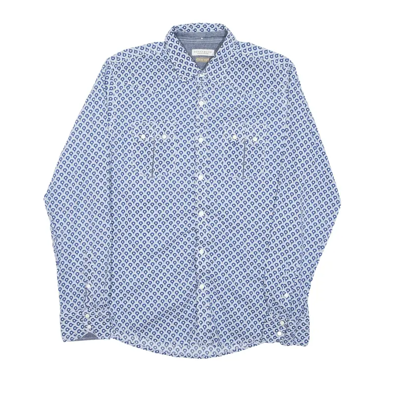 SONNYBONO Slim Fit Shirt Blue Spotted Long Sleeve Mens L