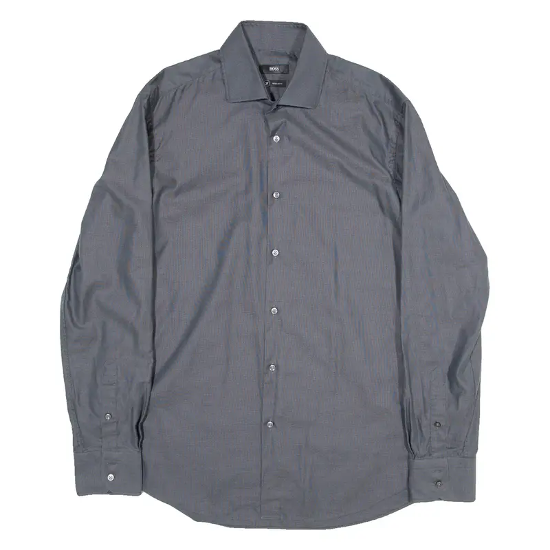 BOSS HUGO BOSS Regular Fit Mens Plain Shirt Grey Long Sleeve L