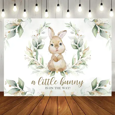 Aperturee Cute Bunny Is On The Way Baby Shower Backdrop