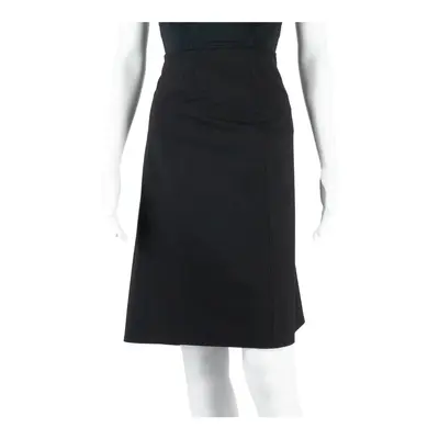 HUGO BOSS Formal Side Slit Knee Length Pencil Skirt Black Wool Womens UK 10
