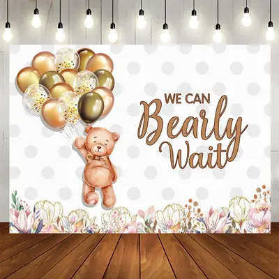 Aperturee Bearly Wait Teddy Balloons Baby Shower Backdrop