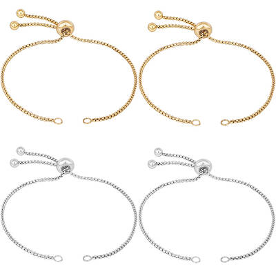 10Pcs 2 Colors Adjustable 304 Stainless Steel Bracelet Making