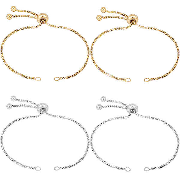 10Pcs 2 Colors Adjustable 304 Stainless Steel Bracelet Making