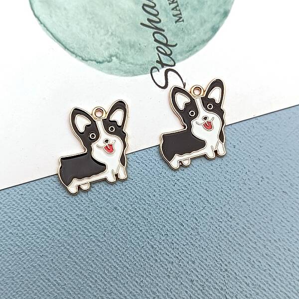Alloy Enamel Puppy Pendants