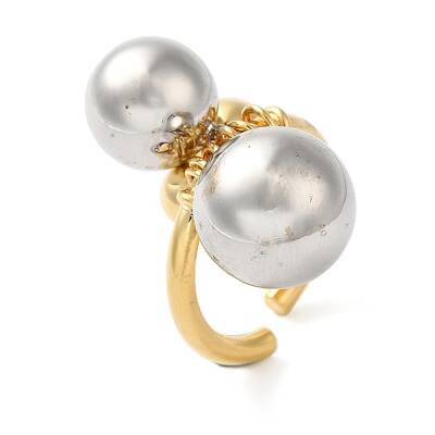 Brass Round Ball Open Cuff Rings for Women