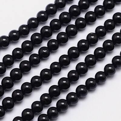 Natural Black Tourmaline Round Bead Strands