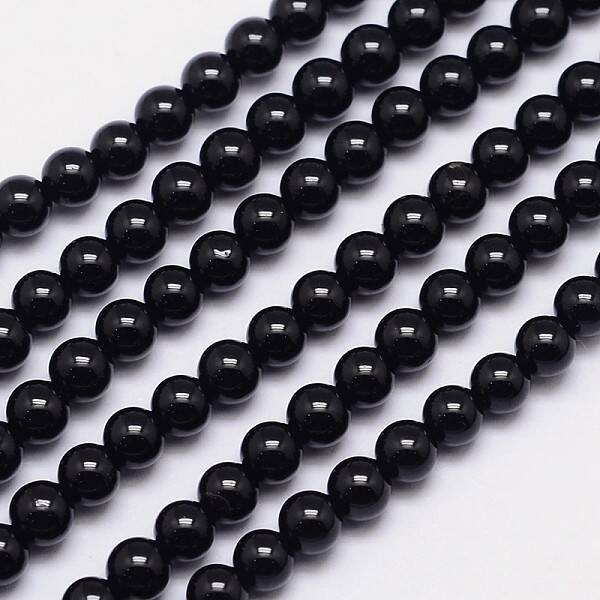 Natural Black Tourmaline Round Bead Strands