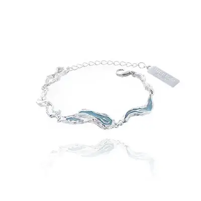 Blue wave bracelet irregular texture couple bracelet men and women daily versatile birthday anniversary gift