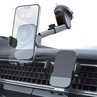 Wireless Car Charger, Auto Clamping Car Mount Charger, Adjustable Electronic Phone Holder for iPhone 16 15, Smartphone Adapte...