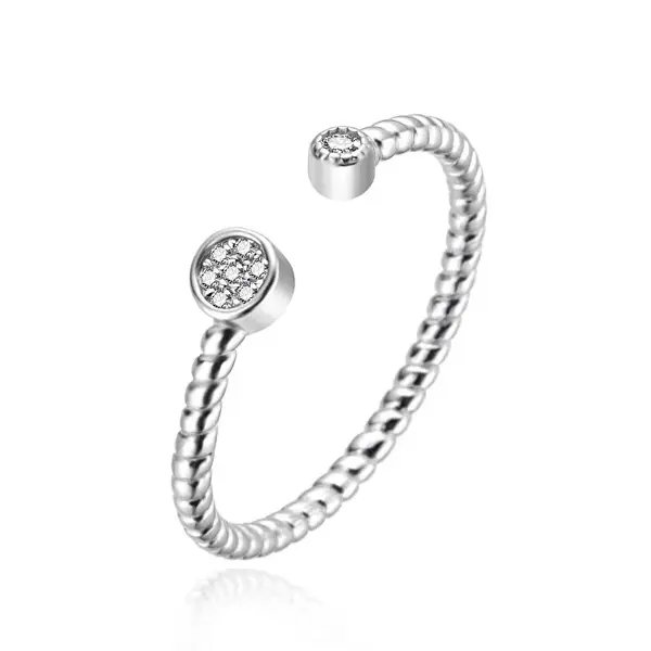 Agato Affascinante Anello Aperto In Argento Con Zirconi Agt-R69W - Circuito: 57 Mm
