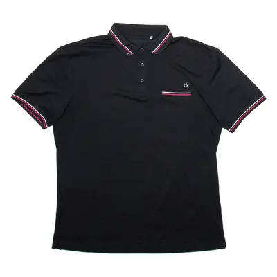 CALVIN KLEIN Mens Polo Shirt Black L