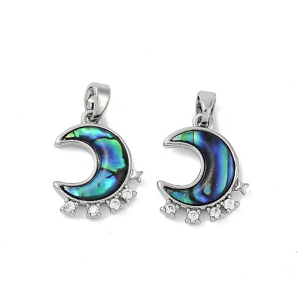 Natural Paua Shell Moon Pendants