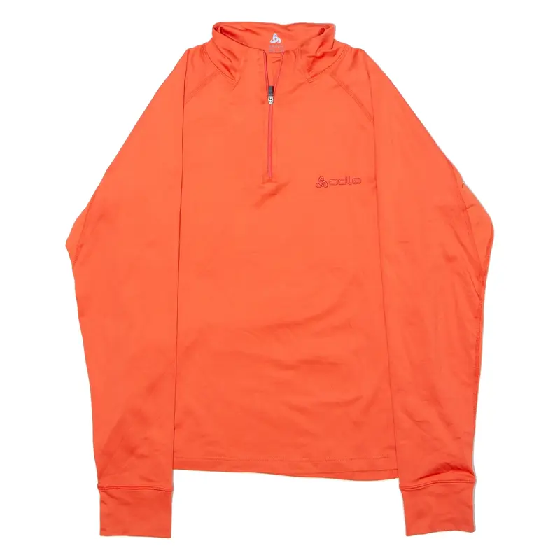 ODLO Cycling Womens Jersey Orange Long Sleeve 1/4 Zip S