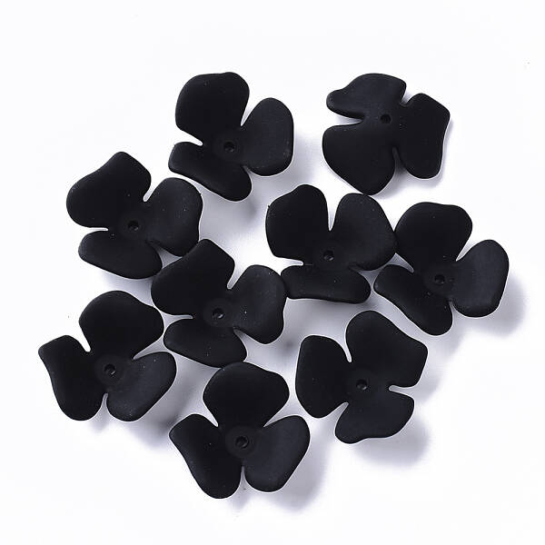 3-Petal Spray Painted Acrylic Bead Caps