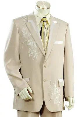 Slim Fit Flat Front Pants Canto Men's Embroidered 2-Piece Fashion Suit: Jacket & Slim Fit Pants