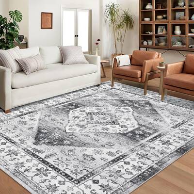 Garvee Washable Area Rug 10x13 Large Area Rugs for Living Room Vintage Non-Slip Indoor Soft Accent Carpet Low Pile Non-Sheddi...