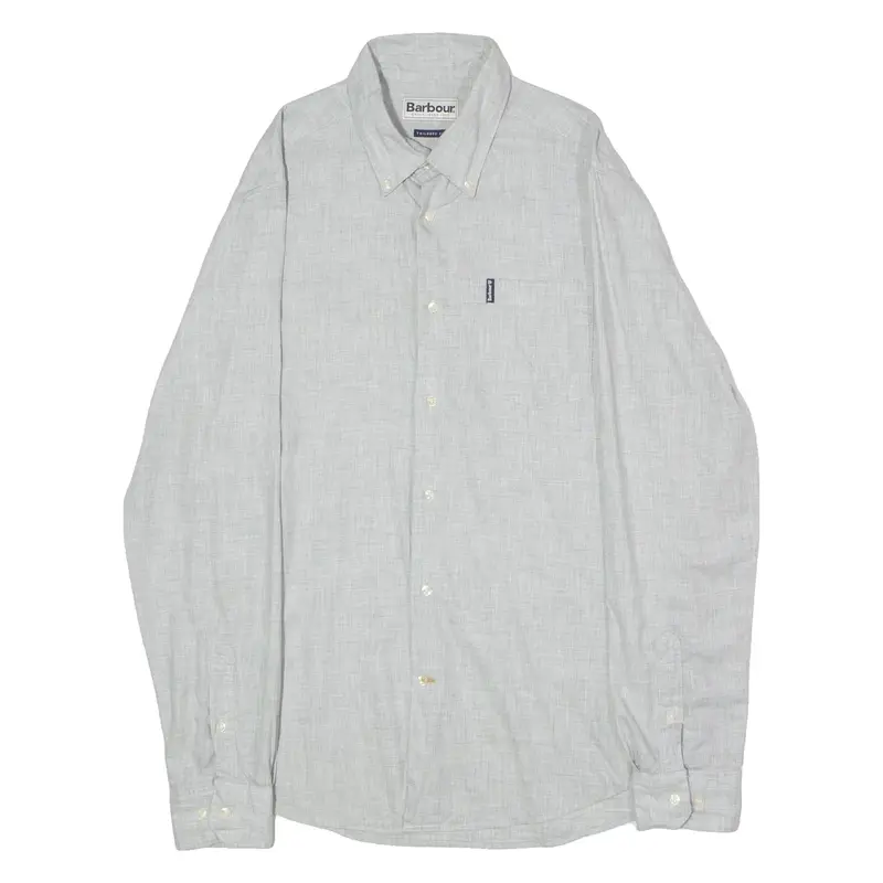 BARBOUR Retail Tailored Mens Plain Shirt Grey Long Sleeve M