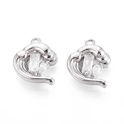 Brass Micro Pave Clear Cubic Zirconia Charms