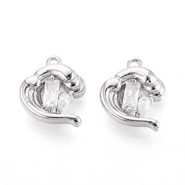 Brass Micro Pave Clear Cubic Zirconia Charms