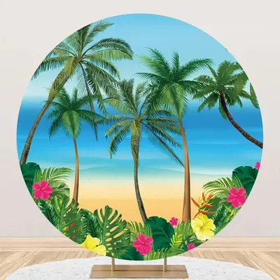 Round Montera Floral Trees Coastal Summer Backdrop - Aperturee
