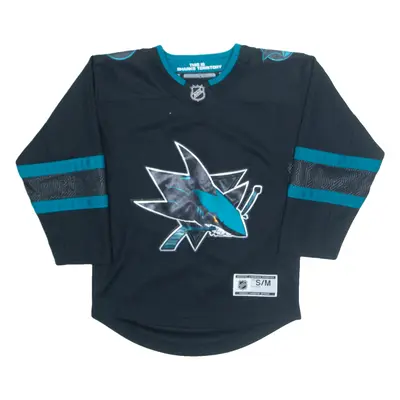NHL Sharks Mens Jersey Black Long Sleeve USA V-Neck S