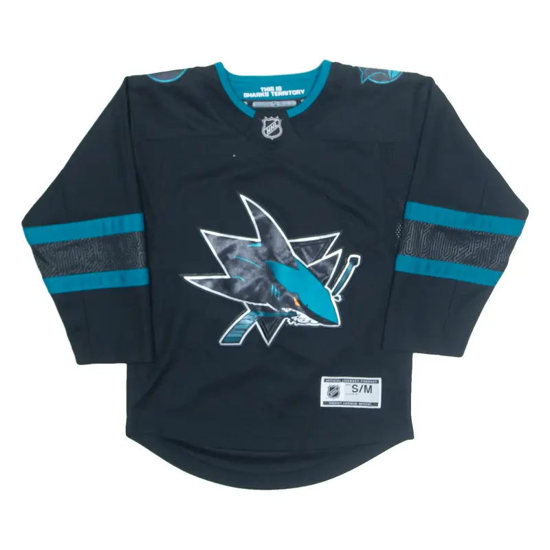 NHL Sharks Mens Jersey Black Long Sleeve USA V-Neck S