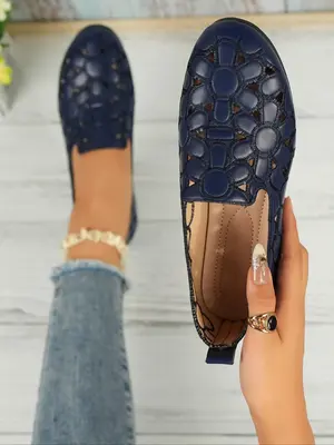 Women's Fashionable Plain Color Slip on Flats, Casual Comfortable   Flat Shoes for Daily Wear, Lightweight Breathable Shoes f...