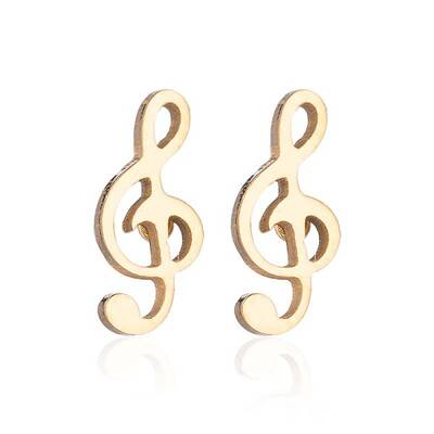 304 Stainless Steel Music Note Studs Earrings with 316 Stainless Steel Pins for Women