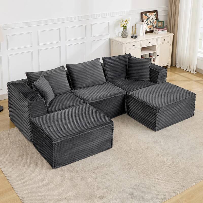Garvee 107 Modular Sectional Sofa, Modern Cloud Sectional Couch with Deep Seat, U-Shape Boneless Couch with Chaise for Livin...