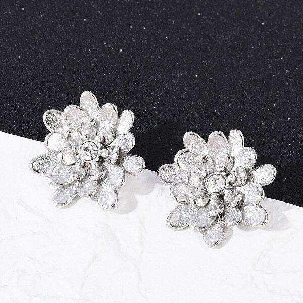 304 Stainless Steel Crystal Rhinestone Stud Earrings