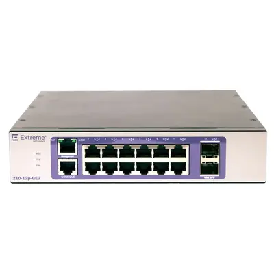 Extreme Networks 210-12p-GE2 | Switching 10/100/1000BASE-T PoE+ 123W 12-Port Gigabit Ethernet PoE+ Switch