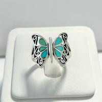 Sterling Silver 925 Blue Turquoise Butterfly Ring