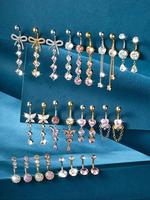 Women's Elegant Heart & Butterfly Design Belly Rings, Trendy Exquisite Belly Piercing Jewelry, Chic Body Jewelry for Party & ...