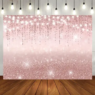 Aperturee Glitter Pink Simple Theme Birthday Backdrop