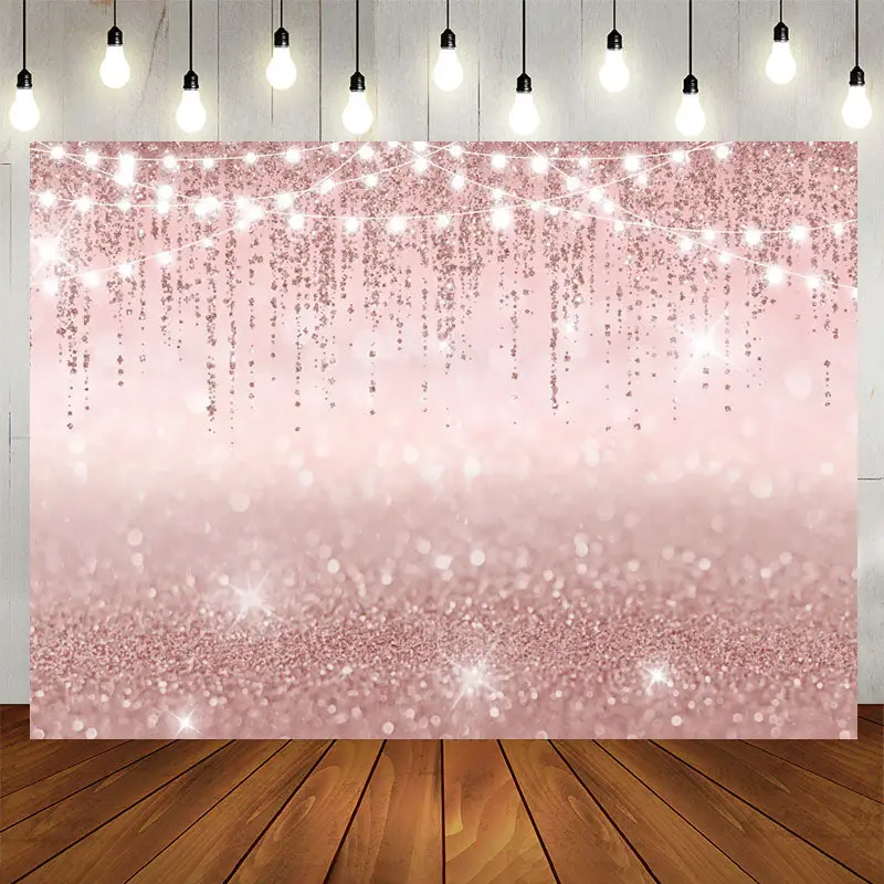 Aperturee Glitter Pink Simple Theme Birthday Backdrop