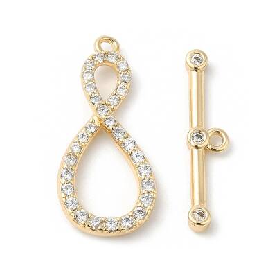 Brass Micro Pave Clear Cubic Zirconia Toggle Clasps