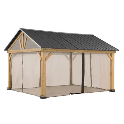 SUNJOY Replacement Mosquito Netting for 13 ft. × 15 ft. Wood-Framed Gable Roof Gazebos (W/Netting Tube)