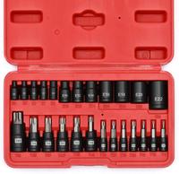 25 Piece Torx Bit and Socket Tools Set, Socket Tools Kit, 13 Star Bits (T8- T60), 12 E-Torx Sockets (E4-E22)