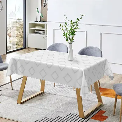 Simple Modern Argyle White Rectangle Tablecloth - Aperturee