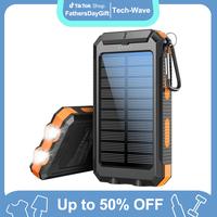 FathersDayGift 10000mAh~42800mAh Solar Charging Power Bank for Gift, External Battery Pack 5V3.1A Qc 3.0 Fast Charger Built-i...