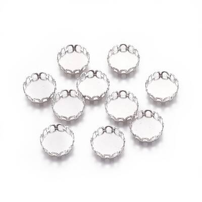 Tarnish Resistant 316 Surgical Stainless Steel Lace Edge Bezel Cups