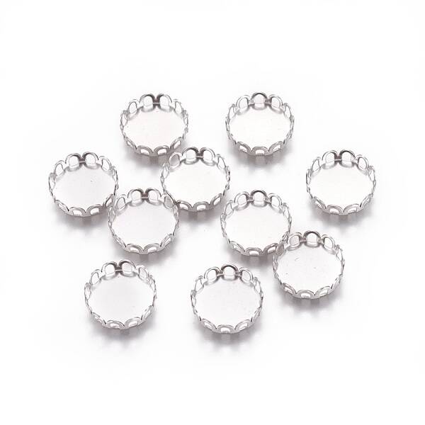 Tarnish Resistant 316 Surgical Stainless Steel Lace Edge Bezel Cups